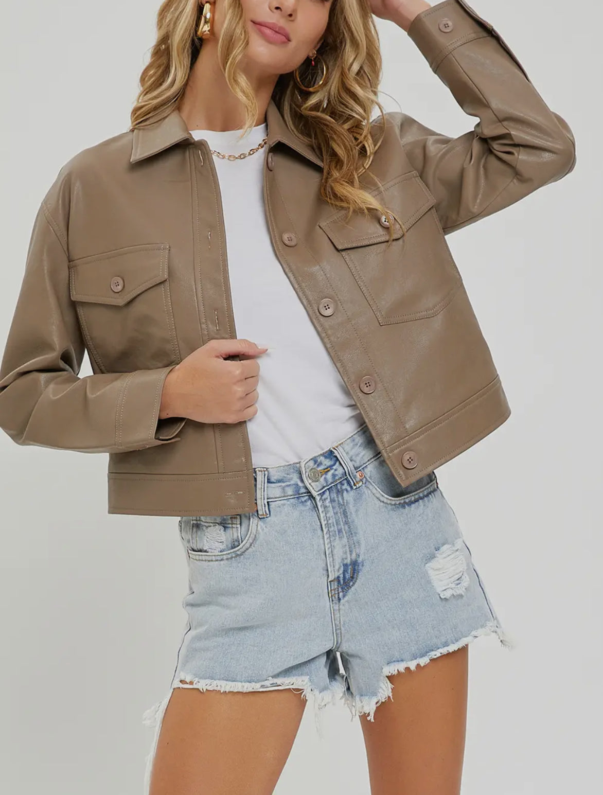 Carolina Faux Leather Shacket