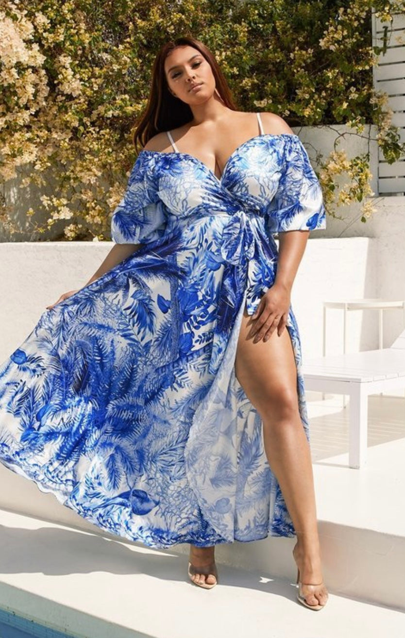 blue and white maxi dress plus size Funfash UD2 Plus Size Women Navy White Polka Dots Long Sleeves Maxi Dress 2X at Amazon Women's Clothing store