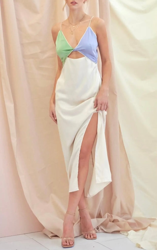 Leah Color Block Slip Dress