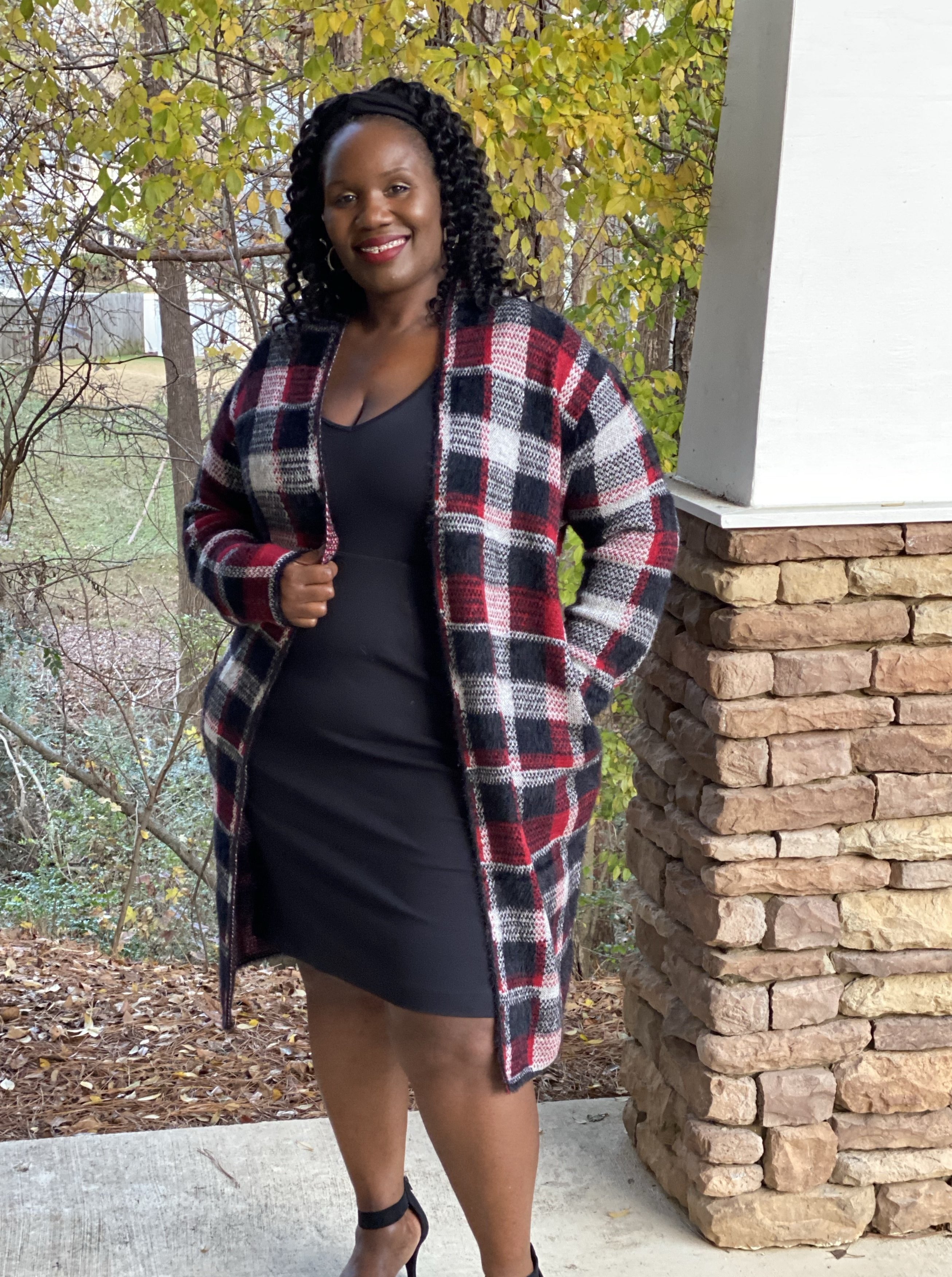 Plus size plaid cardigan sale