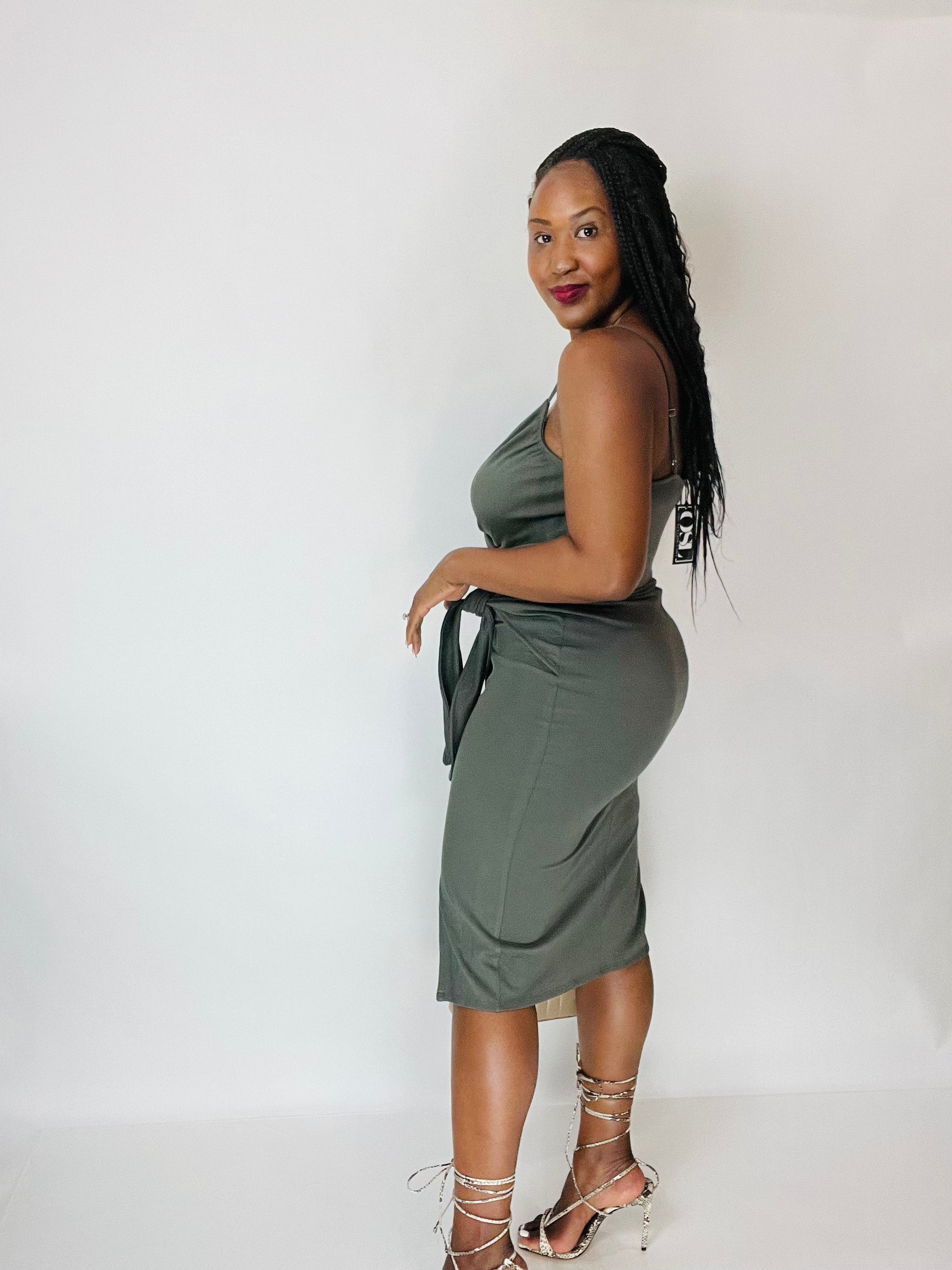 Ladies midi online wrap dress