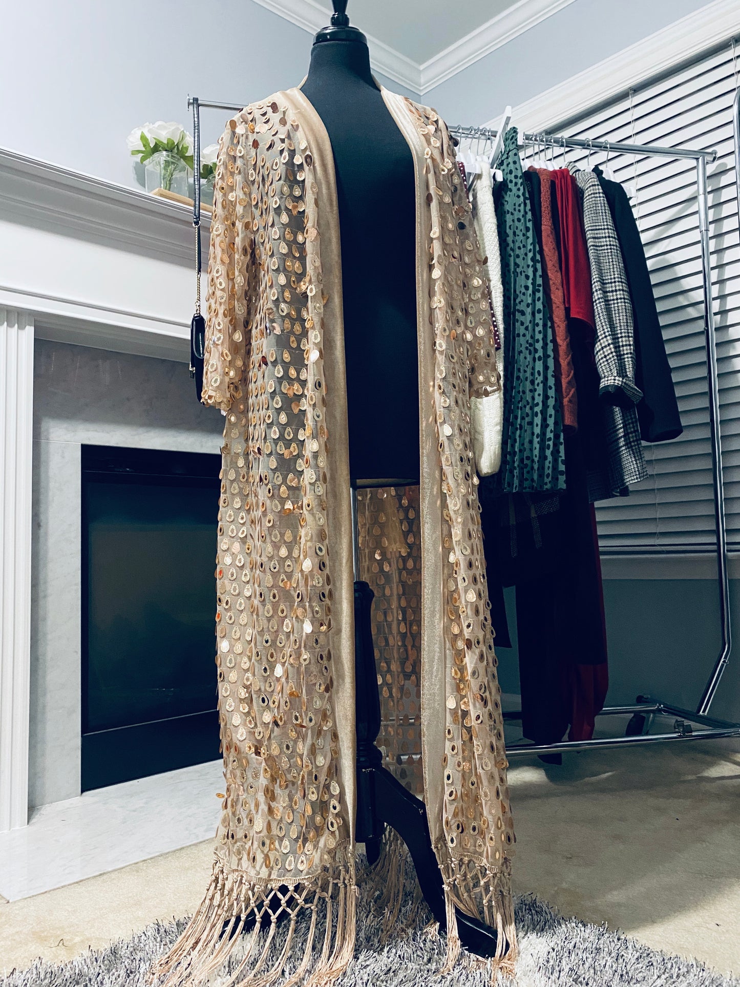 Nova Fringe Sequin Kimono