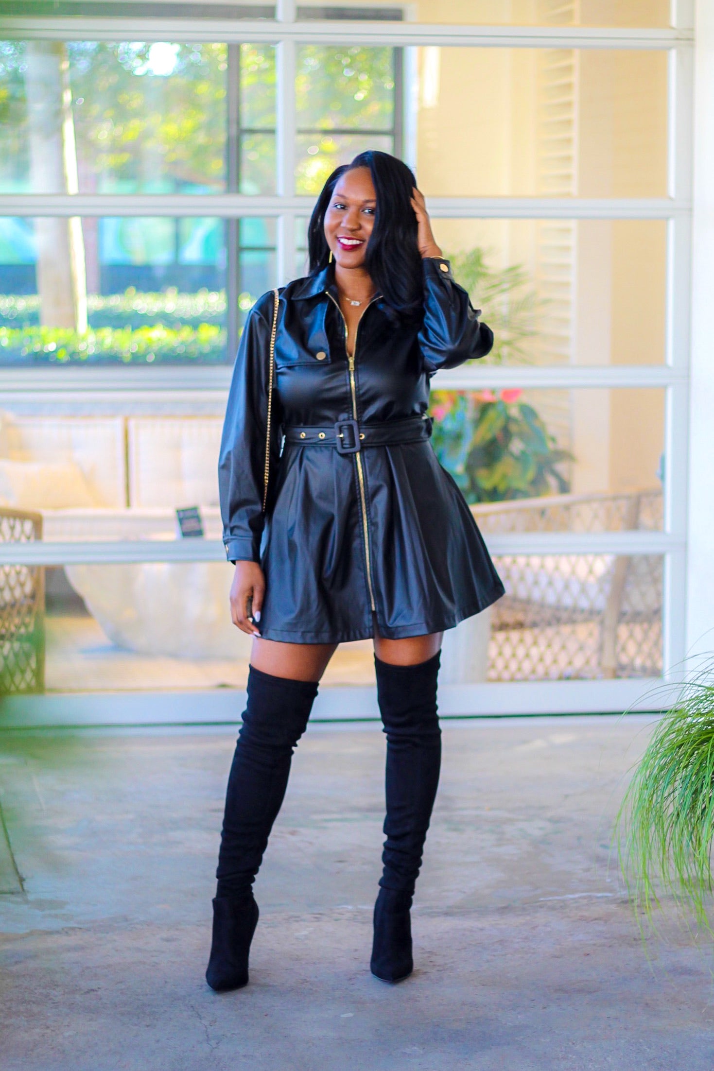 Ashlyn Faux Leather Midi Dress