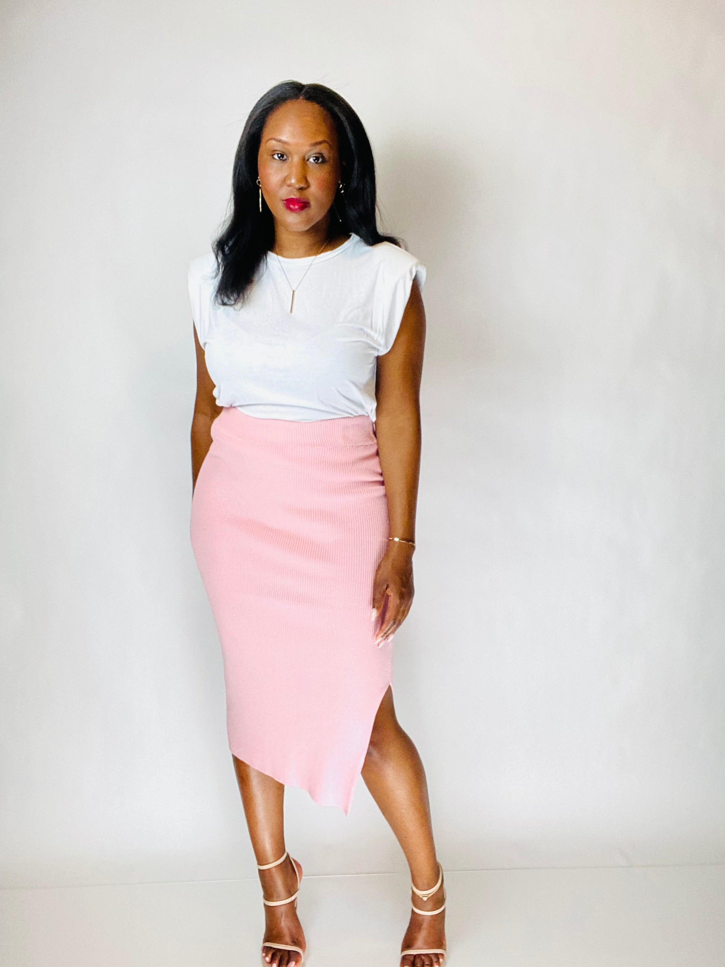 Pink midi pencil outlet skirt