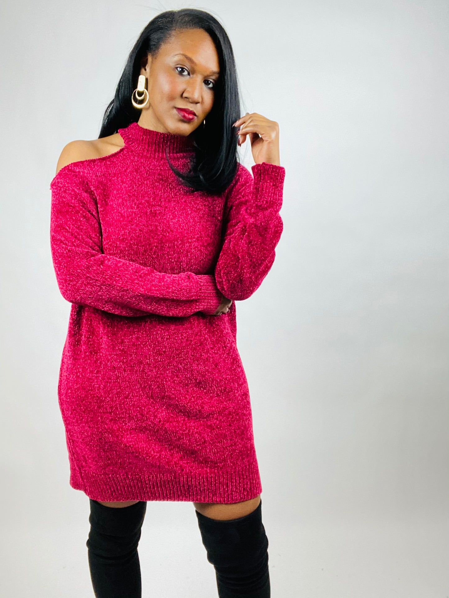 Luna Cold Shoulder Sweater Dress One Stylish Lady Luna Cold Shoulder Sweater Dress One Stylish Lady