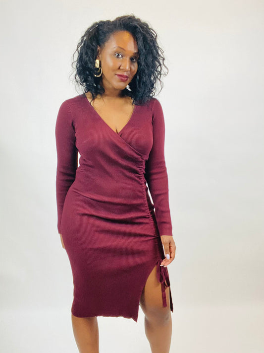 Zahra Wrap Top Midi  Sweater Dress