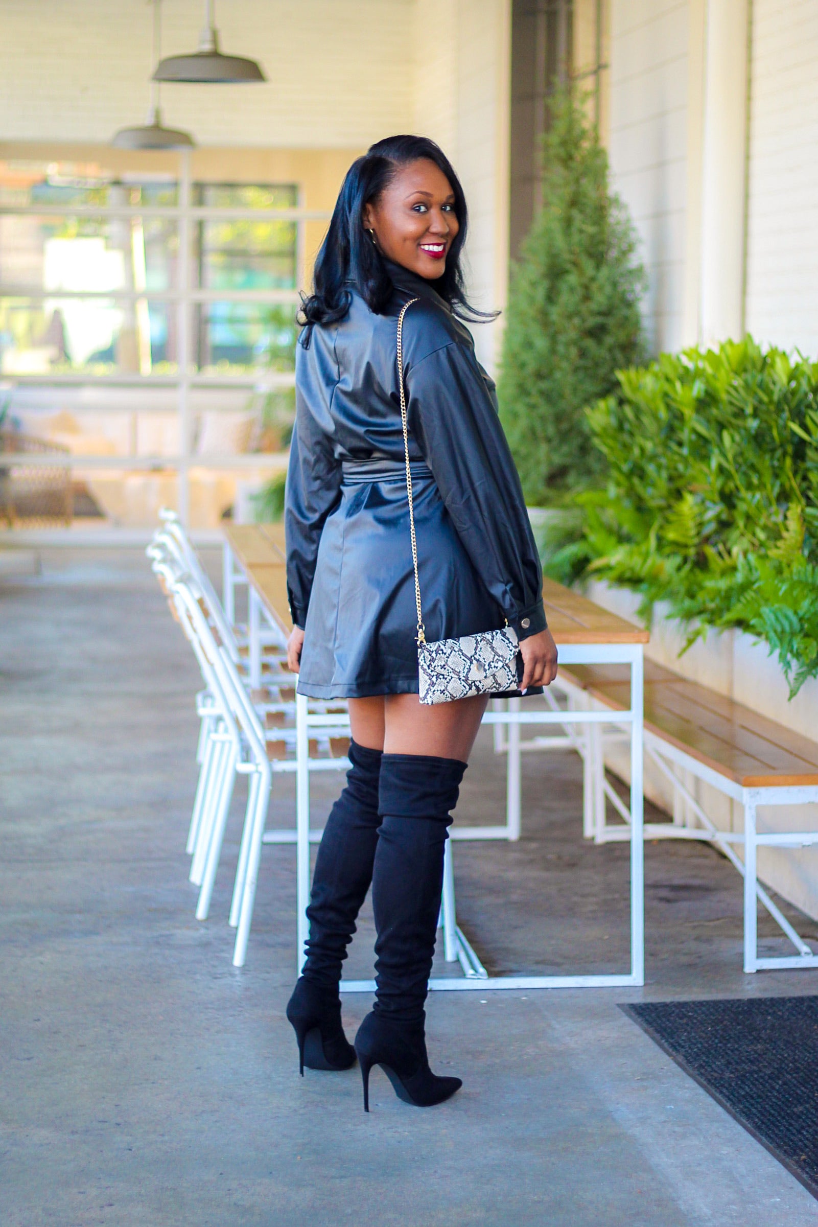 Ashlyn Faux Leather Midi Dress One Stylish Lady Ashlyn Faux Leather Midi Dress One Stylish Lady